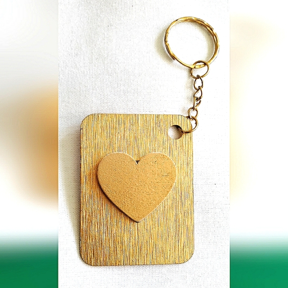 NEW Handmade Keychain Bag Tag! Italian Wood ArtDeco1. "I LOVE My Bag" Wood Heart - Picture 5 of 6